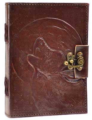 Wolf Moon leather blank book w/ latch