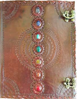 10″ x 13″ Chakra leather blank book w/ latch