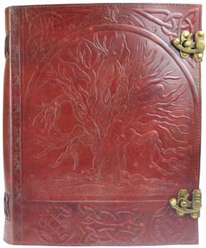 10″ x 13″ Tree leather blank book w/ latch