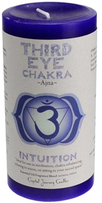 Third Eye Chakra pillar candle 3″ x 6″