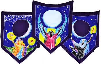 Triple Moon Goddess Prayer Flags 60″ x  29″