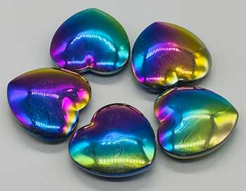 1 3/4″ Hematite, Rainbow heart