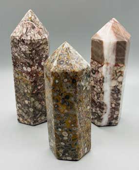 ~5+” White Leopard Skin Jasper obelisk