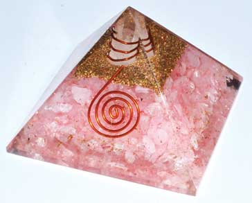 Orgone Rose Quartz & Quartz Point pyramid