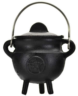 Pentagram Cast Iron Cauldron w/ Lid 2 3/4″