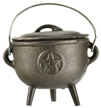 Pentagram cast iron cauldron 4″