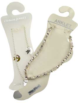 Silvertone anklet w/ Stars & Moons