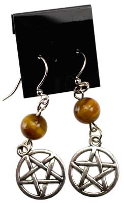 Tiger’s Eye Pentagram earrings