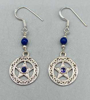 16mm Lapis Pentagram earrings