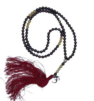 Om, Garnet & Golden Rutile japmala