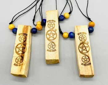 (set of 3) Pentagram Palo Santo W Lapis