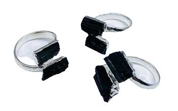 (set of 3) adjustable Tourmaline, Black rings