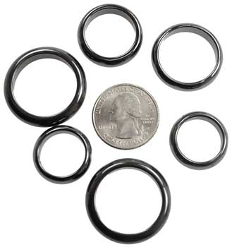 (set of 35-50) 6mm Rounded Magnetic Hematite rings