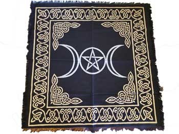 Triple Moon Pentagram altar cloth 24″ x 24″