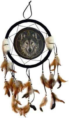 Wolf dream catcher 13″