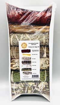 Smudging Gift Pack 4″ Dragon’s Blood, Palo Santo wood, White Sage, Blue Sage, Desert Sage, Cedar & Yerba Santa