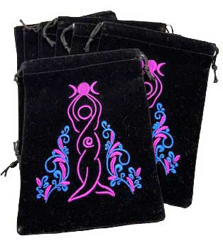 (set of 10) 5″x 7″ Goddess Black velveteen bag