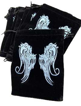 (set of 10) 5″x 7″ Angel Wings Black velveteen bag