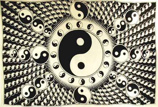 White and Black Yin Yang Tapestry 72″ x 108″